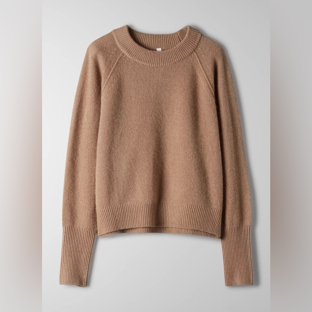 Babaton Camel Crewneck Wool Sweater